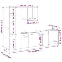 7-delige Keukenkastenset Lyon bewerkt hout sonoma eikenkleurig - thumbnail
