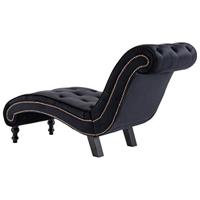 Chaise longue fluweel zwart - thumbnail