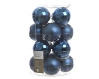 16 Kerstballen glas glans-mat diameter 8cm nacht blauw KSD - Ksd - thumbnail