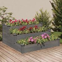 VidaXL Plantenbak verhoogd 120x120x56 cm massief vurenhout grijs - thumbnail
