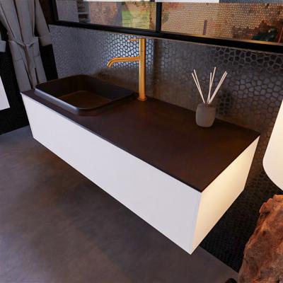 Badkamermeubelset Mondiaz Erin 120 cm met 1 Lade met RIDGE Wastafel Links Urban met 1 kraangat Greeploos Mat Carrara