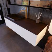 Badkamermeubelset Mondiaz Erin 120 cm met 1 Lade met RIDGE Wastafel Links Urban met 1 kraangat Greeploos Mat Carrara - thumbnail