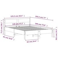 Bedframe met hoofdbord massief grenenhout wasbruin 120x190 cm - thumbnail