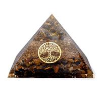 Tijgeroog Piramide met Levensboom Symbool van Kunsthars - thumbnail