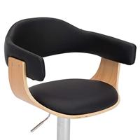 Barkrukken 2 st gebogen hout en kunstleer zwart - thumbnail