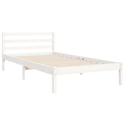 Bedframe met hoofdbord massief hout wit - thumbnail