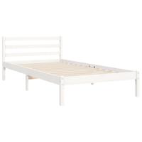 Bedframe met hoofdbord massief hout wit 120x200 cm - thumbnail
