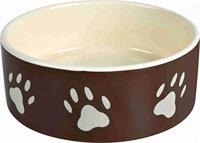 TRIXIE VOERBAK POOTMOTIEF KERAMIEK BRUIN / TAUPE 16X16 CM 800 ML 4 ST - thumbnail