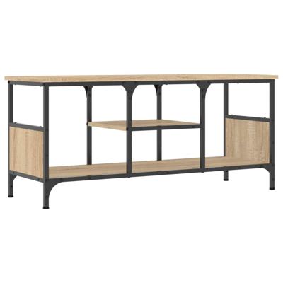 Tv-meubel 100x33x45 cm bewerkt hout en ijzer sonoma eikenkleur