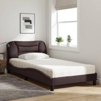 Bed met matras "Hvar" stof donkerbruin 100x200 cm - thumbnail