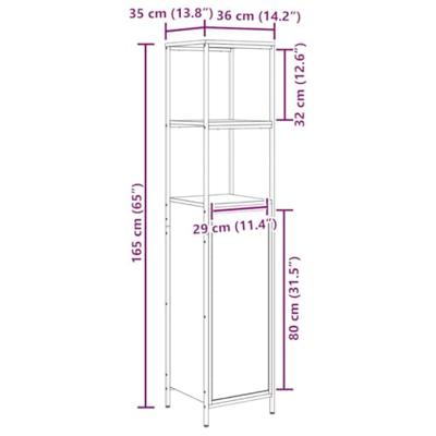 Badkamermeubel met planken 36x35x165 cm gerookt eiken Badkamermeubel met planken 36x35x165 cm gerookt eiken