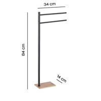 Vrijstaand Handdoekhouder Sapho Trilly Mat Zwart met Bamboe - thumbnail