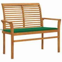 VidaXL Tuinbank met groen kussen 112 cm massief teakhout - thumbnail