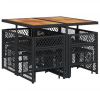 9-delige Tuinset poly rattan zwart - thumbnail