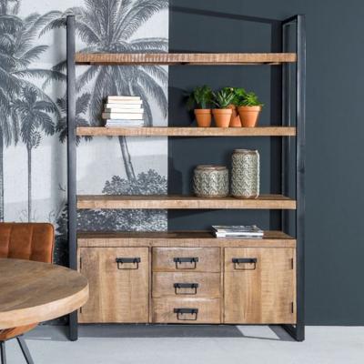 Livingfurn Wandkast 'Strong' Mangohout en staal, 200 x 145cm Livingfurn Wandkast 'Strong' Mangohout en staal, 200 x 145cm