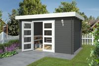 Outdoor Life Products | Tuinhuis Mikkel 380 x 275 | Gecoat | Carbon Grey-Wit - thumbnail