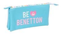 Pennenetui met 3 vakken Benetton Unique Roze Turkoois 22 x 12 x 3 cm - thumbnail