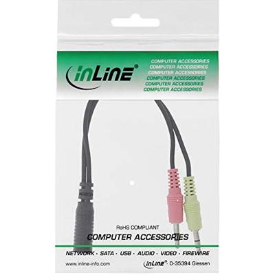 InLine 0.15m, 3.5mm/2x3.5mm audio kabel 0,15 m Zwart InLine 0.15m, 3.5mm/2x3.5mm audio kabel 0,15 m Zwart