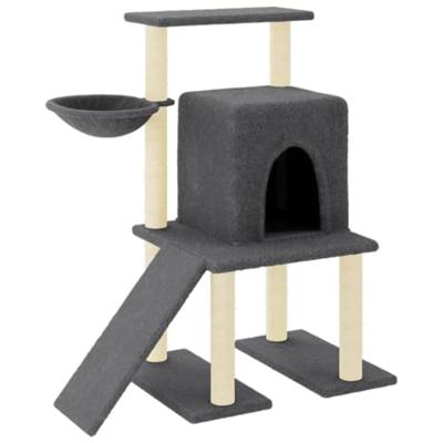 VidaXL Kattenmeubel met sisal krabpalen 96,5 cm donkergrijs VidaXL Kattenmeubel met sisal krabpalen 96,5 cm donkergrijs