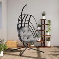 VidaXL Hangende egg chair met standaard antraciet staal - thumbnail