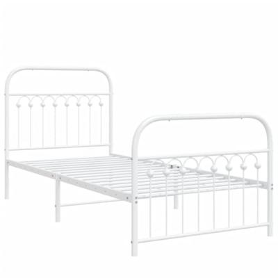 Bedframe met hoofd- en voeteneinde metaal wit 90x190 cm Bedframe met hoofd- en voeteneinde metaal wit 90x190 cm