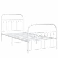 Bedframe met hoofd- en voeteneinde metaal wit 90x190 cm - thumbnail