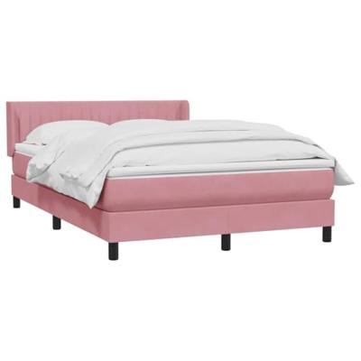 Boxspring met matras fluweel roze 160x220 cm