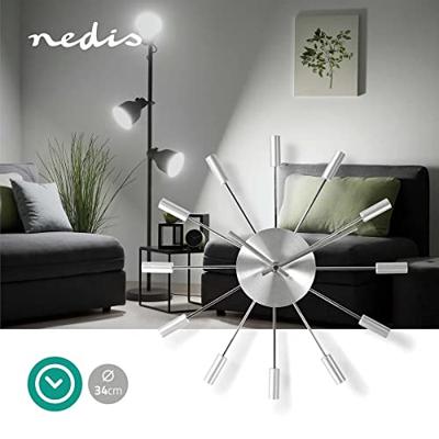 Nedis CLWA004MT34 Ronde Wandklok Diameter 34 Cm Zilver Nedis CLWA004MT34 Ronde Wandklok Diameter 34 Cm Zilver