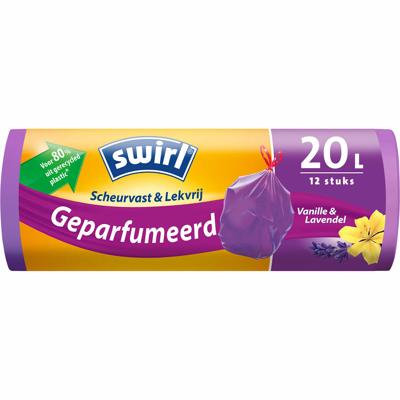 Swirl Pedaalemmerzak met Trekband Geparfumeerd Vanille-Lavendel 20L 12 Stuks
