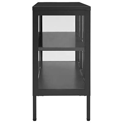 VidaXL Dressoir 105x35x70 cm staal en glas antracietkleurig