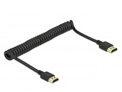 Delock 84967 HDMI-kabel HDMI Aansluitkabel HDMI-A-stekker 1.5 m Zwart 4K UHD, Vergulde steekcontacten, Afgeschermd (drievoudig), Verdraaid