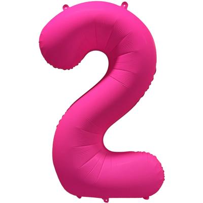 Folieballon Cijfer 2 Neon Roze (86cm)