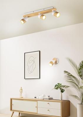 Trio Plafondlamp hout met witAruni 3-lichts - 801100331