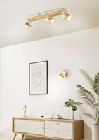 Trio Plafondlamp hout met witAruni 3-lichts - 801100331 - thumbnail