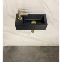 Wiesbaden Fonteinset Mini Rhea 36x18x9 cm Links Quartz Geborsteld Messing Goud - thumbnail