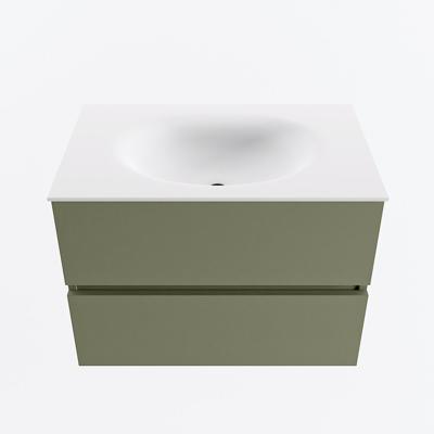 MONDIAZ VICA 70cm badmeubel onderkast Army 2 lades. Wastafel MOON midden zonder kraangat, kleur Talc.