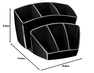 Mineral by Cep pennenbakje met 8 vakjes, zwart