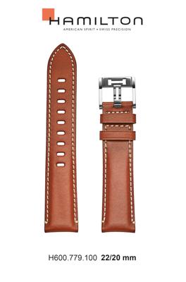 Horlogeband Hamilton H0017791253501 / H600779100 / H690779100 / Khaki Aviation Leder Bruin 22mm