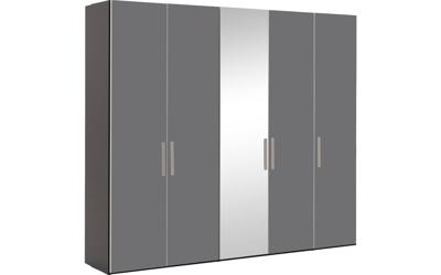 Goossens Kledingkast Easy Storage Ddk, Kledingkast 253 cm breed, 220 cm hoog, 4x glas draaideur en 1x spiegel draaideur midden