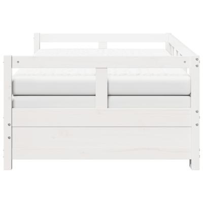 Slaapbank met onderschuifbed en matras 90x200 cm grenenhout wit - thumbnail