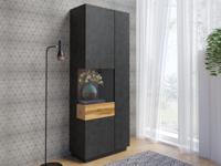 Vitrine SILAC 2 deuren (links) matera/wotan eik met verlichting - thumbnail