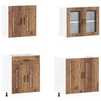 4-delige Keukenkastenset Kalmar bewerkt hout oud houtkleurig - thumbnail