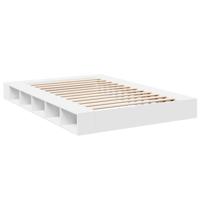 Bedframe bewerkt hout wit 140x200 cm - thumbnail
