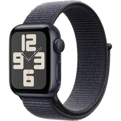Apple Watch SE (2e gen.) GPS 40 mm Smartwatch - Kast van middernacht aluminium - Inkt geweven sportbandje. Conditie en slaap bijhouden, ongelukdetectie, hartritme monitoren, CO₂-neutraal
