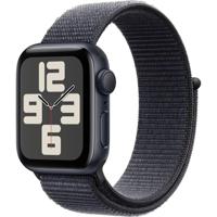 Apple Watch SE (2e gen.) GPS 40 mm Smartwatch - Kast van middernacht aluminium - Inkt geweven sportbandje. Conditie en slaap bijhouden, ongelukdetectie, hartritme monitoren, CO₂-neutraal - thumbnail