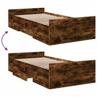 Bedframe met lades bewerkt hout gerookt eikenkleurig 90x200 cm - thumbnail