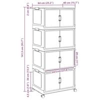 Opbergbox stapelbaar met wielen 4-laags 75 L 65x40x145 cm - thumbnail