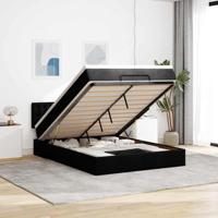 Ottoman bed met matras 140x200cm stof donkerbruin - thumbnail