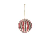 Kerstbal Noblee Ø10cm groen/rood - thumbnail