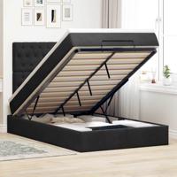 Ottoman bed met matrassen 120x190cm fluweel zwart - thumbnail